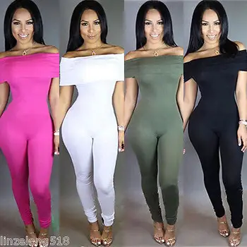 

New Women Casual Sleeveless Bodycon off the shoulder Jumpsuit Club Bodysuit Long Pants