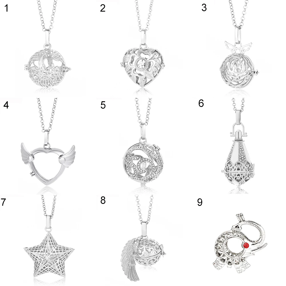 

Fashion Harmony Caller Pendant Jewelry Maternity Angel Locket Necklace Women Essential Oil Pendant Long Necklaces