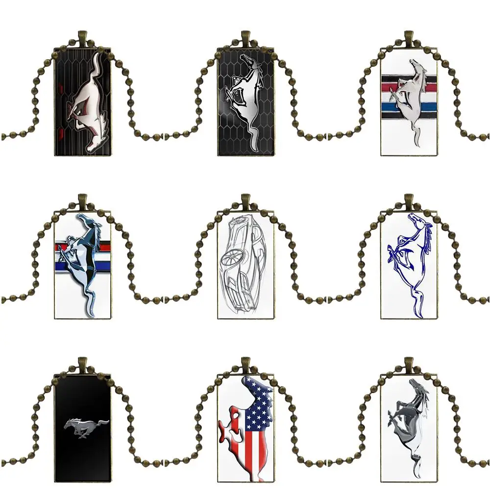 EJ Glaze Design Ford Mustang Gt Concept Logo Necklace Fashion Long