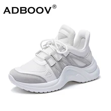 ADBOOV New PU Leather Women Sneakers Plus Size 35-42 Platform Shoes Ladies Height Increasing Chunky Sneakers Zapatillas Sujer