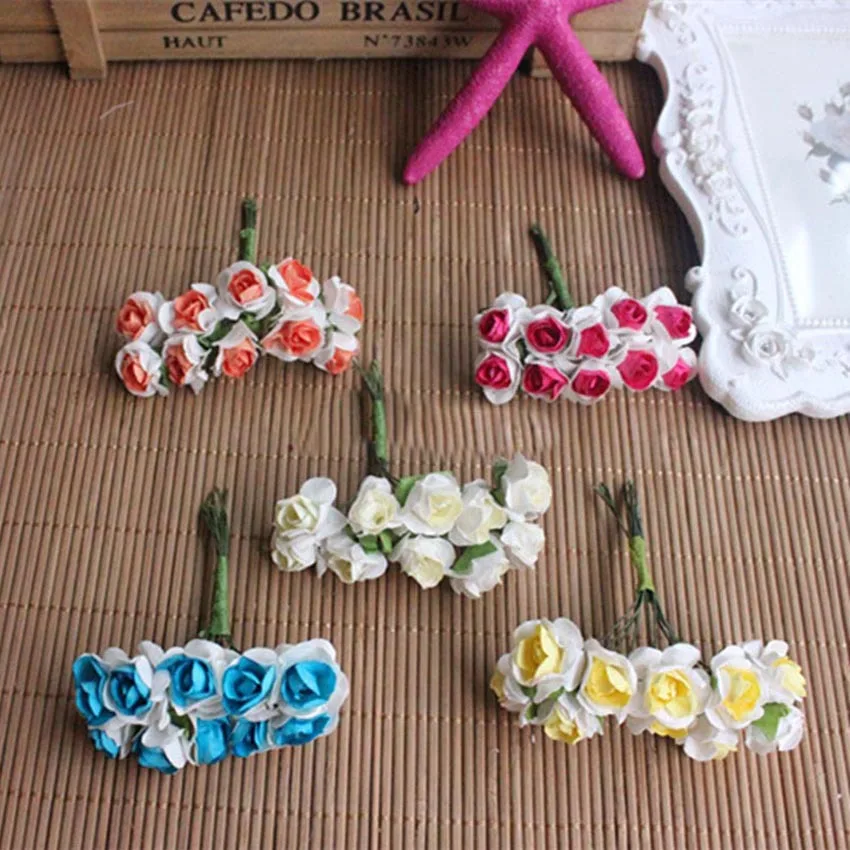 us 7 98 15 off 120pcs 1 8mm mixcolor mulberry paper craft artificial mini rosas bouquet for scrapbooking garland wreath making wedding supplies in paper flower garland making