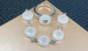 

925 silver inlaid and Tian Baiyu Pingan buckle set hs02#