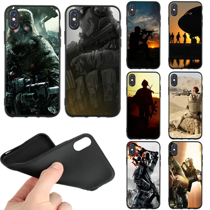 

Army Soldier Printed Soft TPU Matte Silicone Mobile Phone Cases for iPhone 8 7 6 6S Plus 10 X XR XS Max 5 5S SE 4 4S Coque Bags