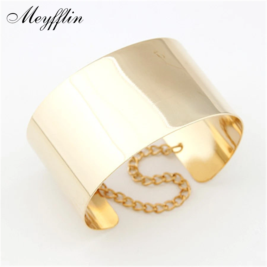Модные панк браслеты манжеты для женщин Pulsera Золотой Серебряный наручный браслет