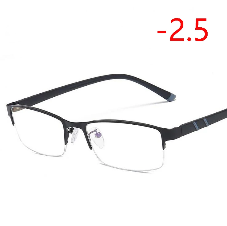 Деловые мужские квадратные очки для близорукости с градусным металлическим 1,56 асферическим объективом рецептурная оптика очки 0-0,5-1,0 To-4,0 - Цвет оправы: Myopia 250