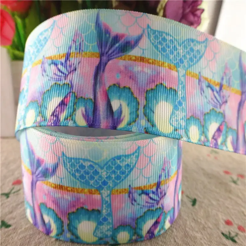 1 25mm 1-1/2 38mm 3 75mm 10 yards fish scale printed grosgrain ribbons DIY hair bows handmade materials