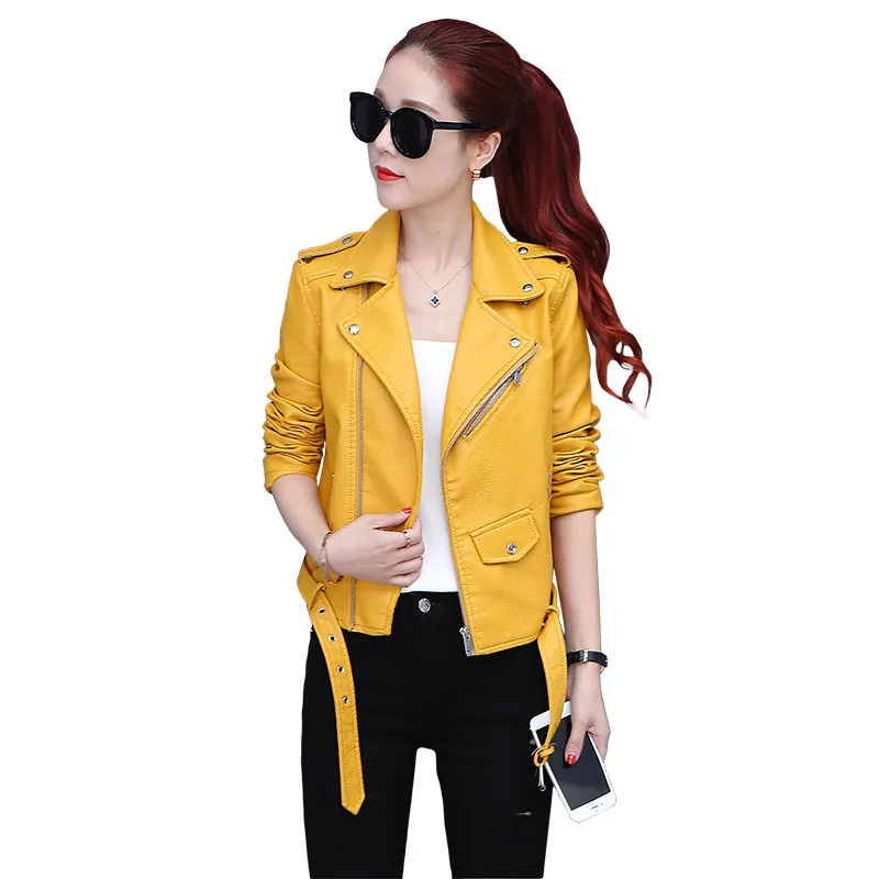 Leather Jacket font b women b font Spring and Autumn 2017 New Leather font b Coat