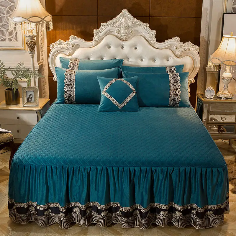 Fleece Warm Bedding set 160X200cm Bedskirt Bedspread king/queen size WarmBedsheet in pakistan