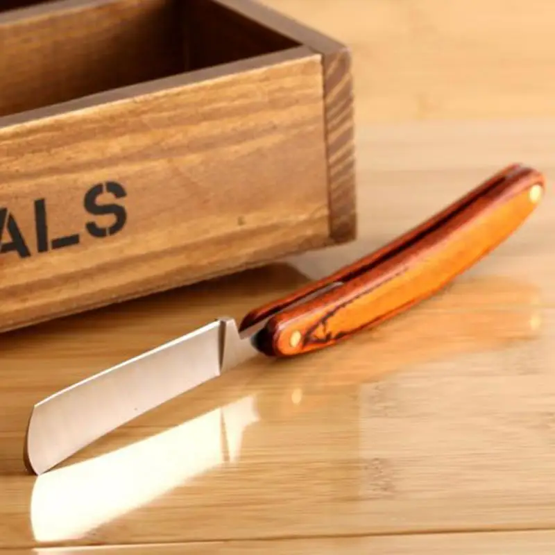 Винтажный Старый стиль, Парикмахерская бритва из нержавеющей стали с прямым краем, складной нож для бритья с деревянной ручкой, инструменты для удаления волос