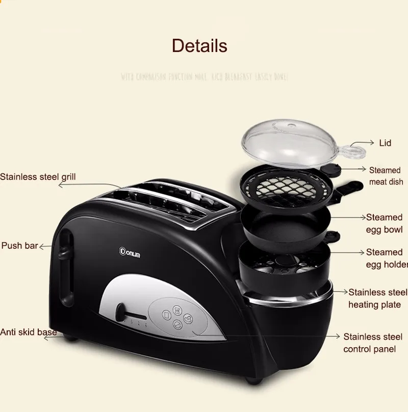 Бытовой тостер для завтрака, многофункциональная печь для тостов, машина с вареным яичным XB-8002