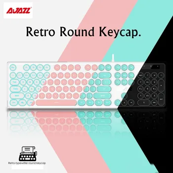 

Ajazz AK325 Colorful Backlit Round Keycap USB Wired Desktop Computer Keyboard, Notebook Keyboard Silent Keys