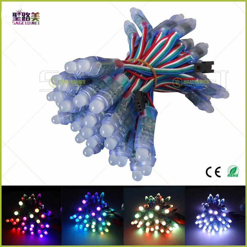 

50pcs LED Lighting Modules 12mm led lumineuse luces DC5V full color WS2801/6803 pixel lights waterproof rgb led module strings