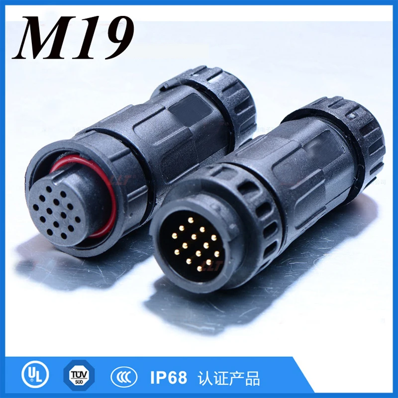 

LLT M19 Cable Connector 2 3 4 5 6 7 8 9 10 12 14 Pin Waterproof IP68 LED Power Cable to Cable Electrical Connector