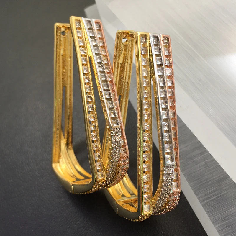 

Lanyika Fashion Jewelry Irregular Abstract Big Ear Loops Micro Plated Wedding Banquet Earrings Romantic Bridal Daily Best Gift