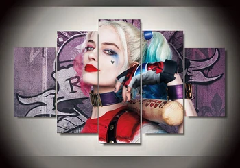 

Unframed 5 piece Suicide Squad painting wall art children's room decor poster canvas
