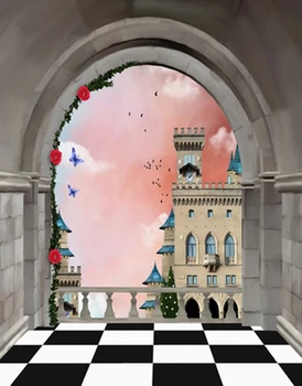 

Vinyl Photography Background castle pink wall butterfly wedding children Backdrops for Photo Studio