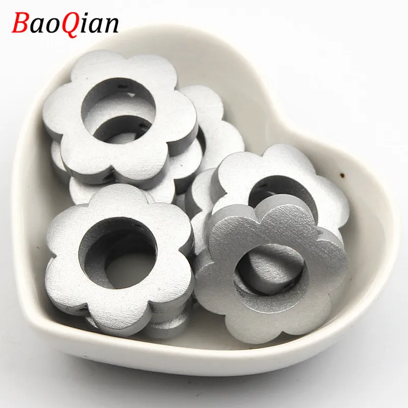 

DIY 10Pcs (Inner Diameter 13.5mm) Garland Wood Spacer Beaded Flower Shape Wooden Beads For Jewelry Making Bracelet Necklace