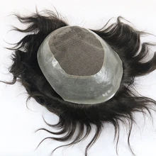 SimBeauty парик из натуральных волос для мужчин кружевной топ с ПУ кожей вокруг с натуральной линией волос 8x10 дюймов мужские волосы кусок заменить мужчин t