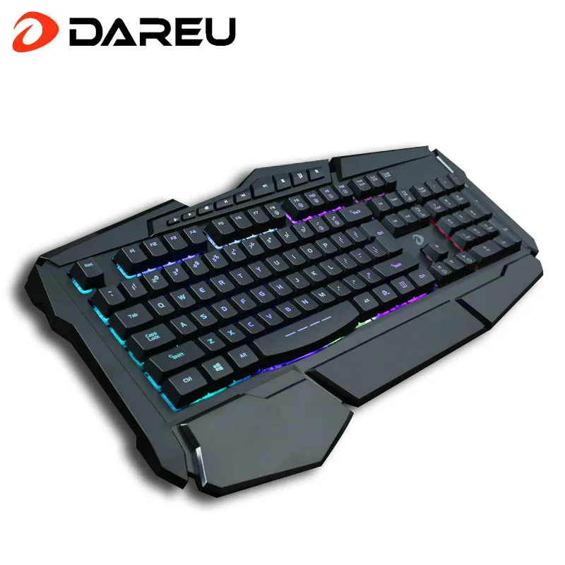 DAREU LK160 LED Backlit Lamp Gaming Keyboard Waterproof Multimedia Wired USB Computer Keyboard with Wrist Splint