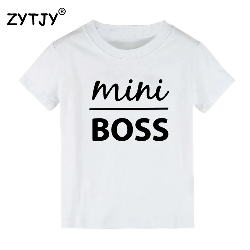 Детская футболка с надписью «mini boss» футболка для мальчиков и девочек, одежда для малышей Забавные футболки Tumblr, Прямая поставка, Y-139 - Цвет: Белый