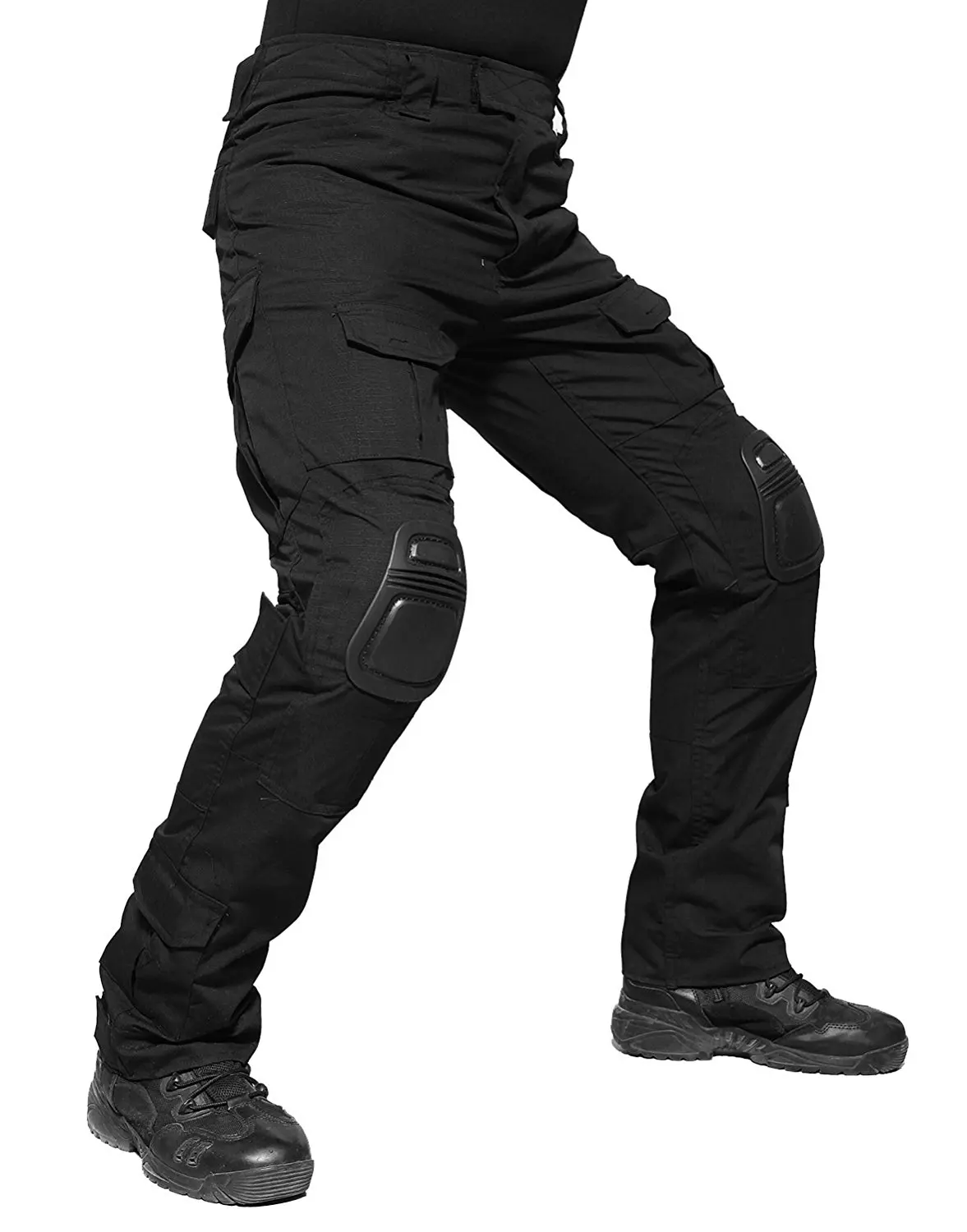 Военные мужские хлопковые брюки карго армейские камуфляжные армейские стильные брюки с наколенниками - Цвет: Черный