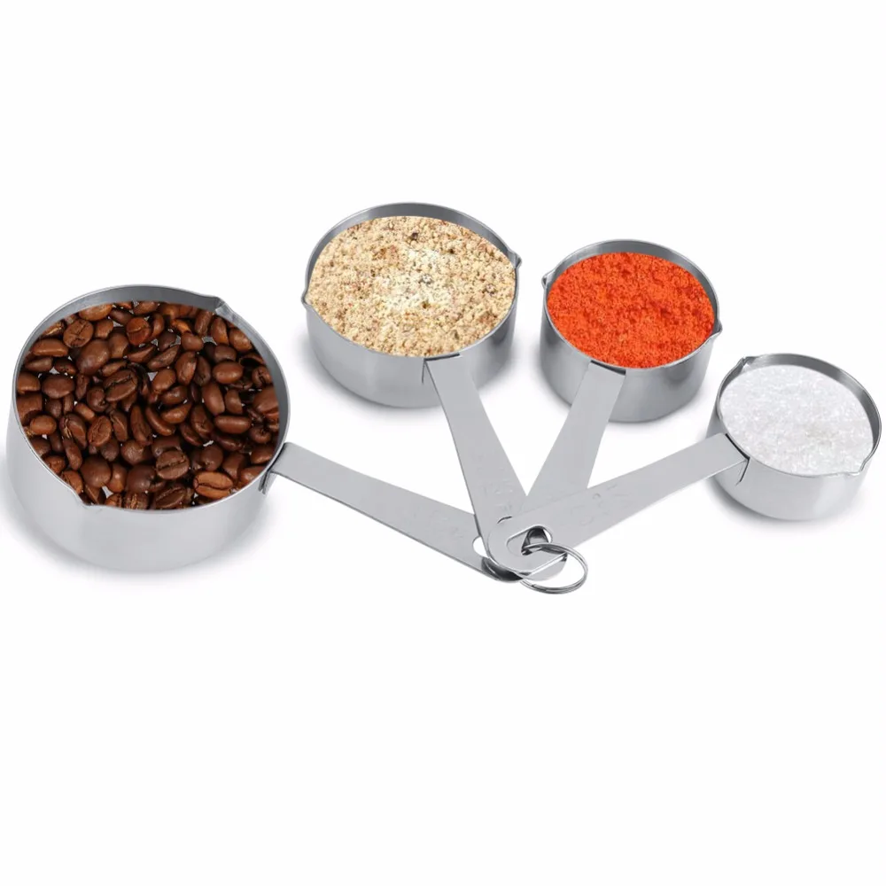 

4Pcs Silver Stainless Steel Measuring Cups And Spoons Combo Set