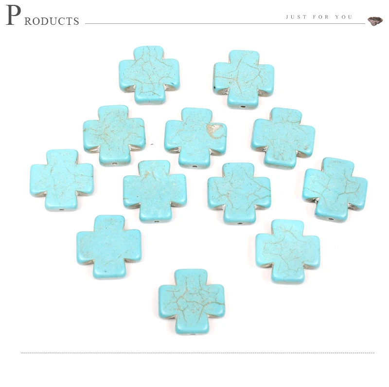 soosmith Square Cross Synthetic Turquoise Loose Spacer Beads For Jewelry Making Natural Stone Beads Accessories Wholesale Gifts (3)