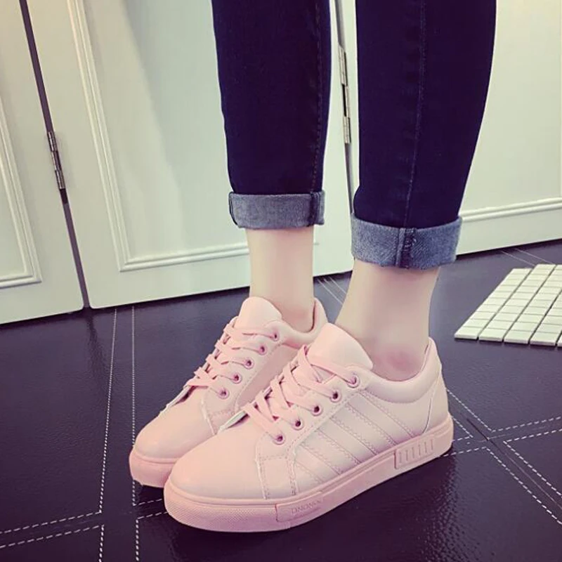 

Women flats 2018 autumn lace-up women sneakers shallow plat platform women white shoes zapatos de mujer