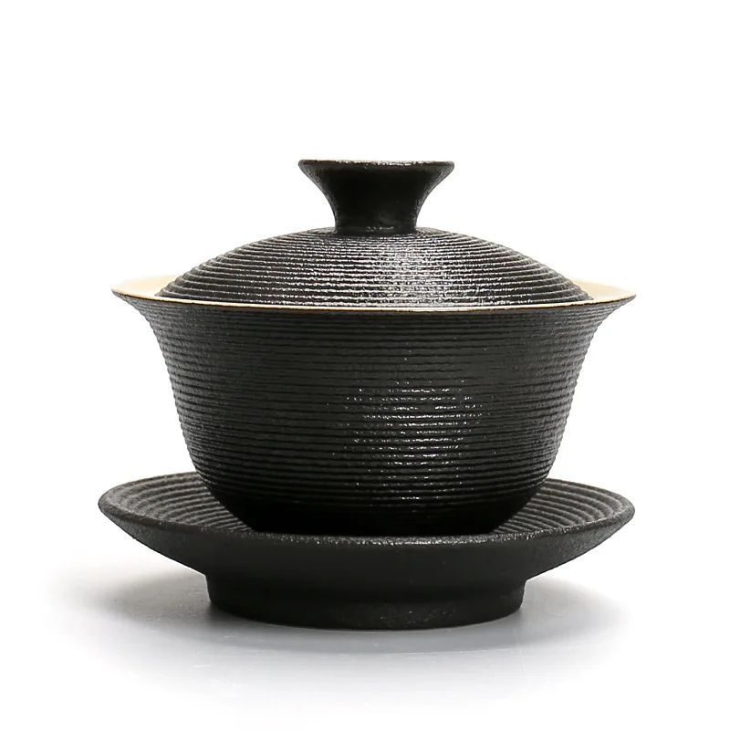 200 мл винтажный ручной работы японский черный керамический сосна гайвань чайный набор кунг-фу чайный горшок чайник чайная чашка кружка посуда для напитков - Цвет: B
