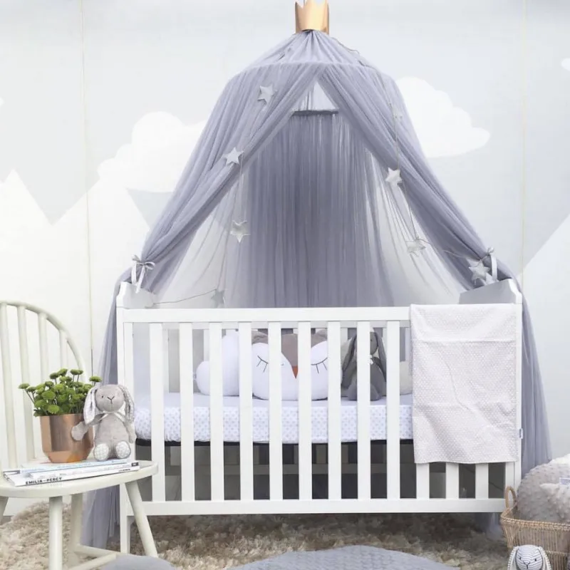 

Nordic INS Round Baby Bed Mosquito Net Children Dome Hanging Cotton Bed Canopy Mosquito Net Curtain For Kids Home Textile