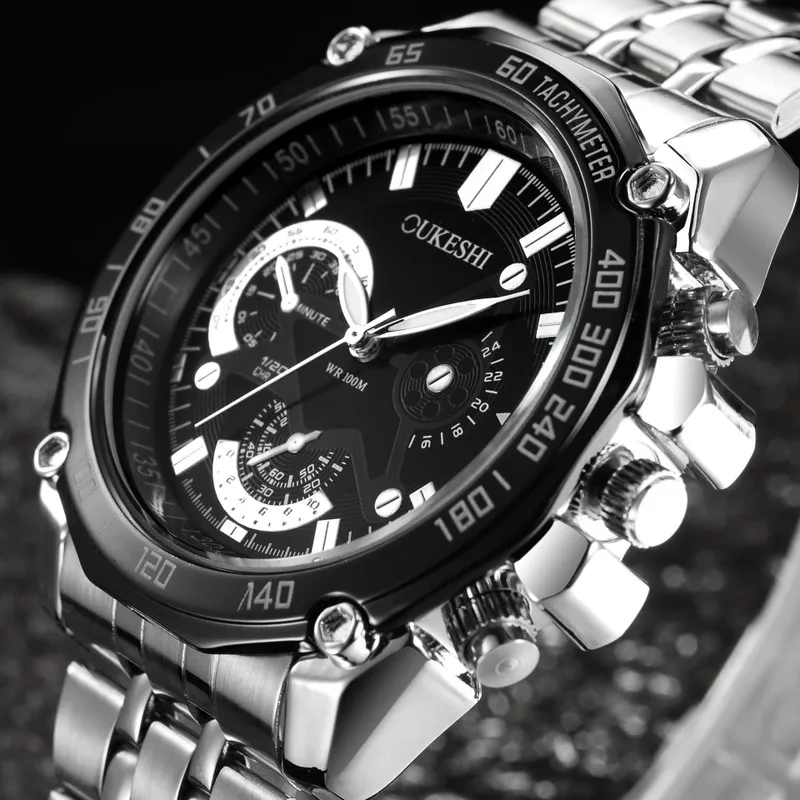 High-end men's watch Waterproof quartz steel belt watch men Fashion personality business steel belt watch