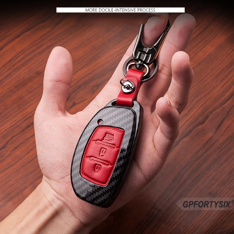 

Carbon Fiber Leather Car Key Case Covers For Hyundai I20 I30 I35 I40 IX20 IX35 Solaris Verna Santa Fe Creta I10 Tucson Elantra