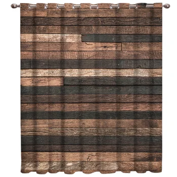 

Wood Grain Printed Window Blinds Bathroom Decor Fabric Drapes Kids Curtain Panels With Grommets Window Treatment Valances