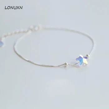 

High quality Super Aurora crystal 925 Sterling silver Korean version simple personality stars shape bracelet student girls gift