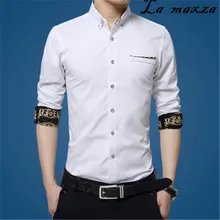 Новое поступление, Весенняя рубашка с цветочным рисунком, умная повседневная мужская рубашка с длинными рукавами, корейская мода, мужские Модные стандартные для рубашек