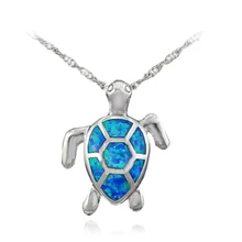 HAIMIS Цепочка подарочная коробка милый BlueFire опал SeaTurtle дизайн кулон ожерелье для женщин OP408