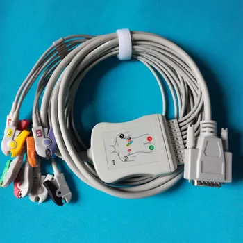 

Biocare ECG-101/101G/300/300G/1200/9803 EKG cable 10 lead ecg cable 15 pin Clip leads on terminal