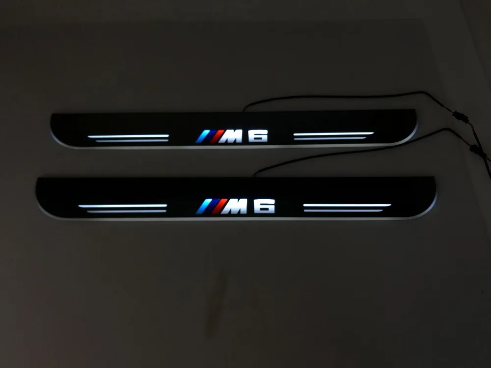 

eOsuns LED moving door scuff Nerf Bars & Running Boards door sill light overlays linings flat strip for BMW M6 with M6 logo