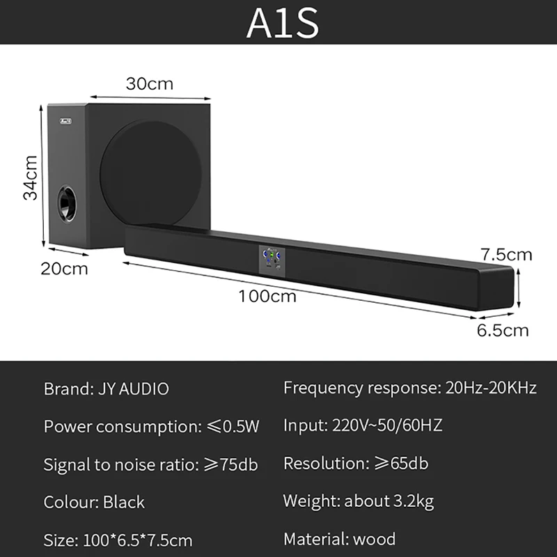 Новая длинная звуковая панель A1S для ТВ и S5 сабвуфера Bluetooth Саундбар система