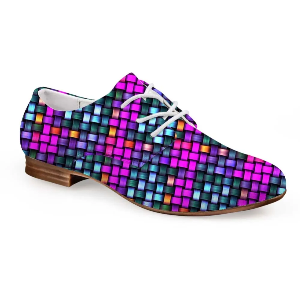 

Noisydesigns male Business Dress shoe Mixed Weave Print man Casual Leather Oxfords boys Flats Lace up Derby shoe Loafers