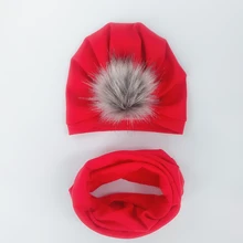 Детская шапка-тюрбан с помпонами, вязаная шапка для детей, шапка для мальчиков и девочек, детская шапочка, шарф с воротником, комплект, детская шапка, реквизит для фотосессии