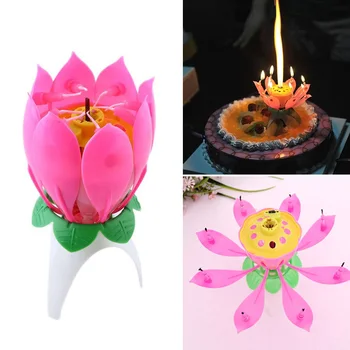 

Joy Singing Music Birthday Candle Monolayer Lotus Candle Flowering Music Candle DAG-ship