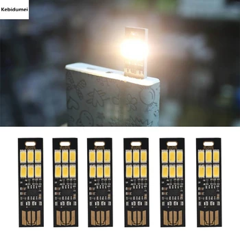 

Kebidumei Mini Pocket Card USB Power 6 LED Keychain Night Light 1W 5V Touch Dimmer Warm Light for Power Bank Computer Laptop