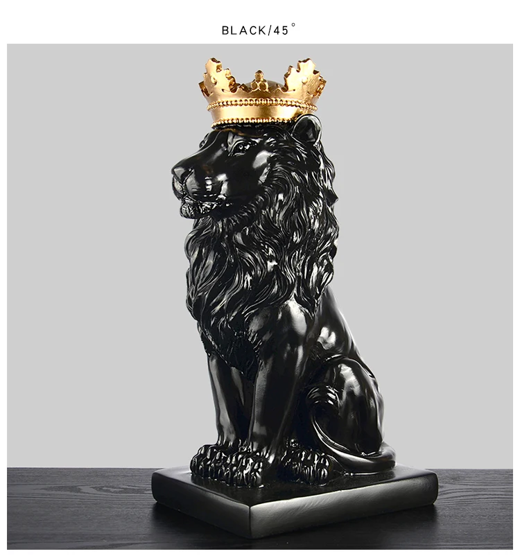 Золотая белая/Черная Корона, скульптура льва, украшение для дома, северные украшения, Современная гостиная, винный шкаф, офисный стол, аксессуары