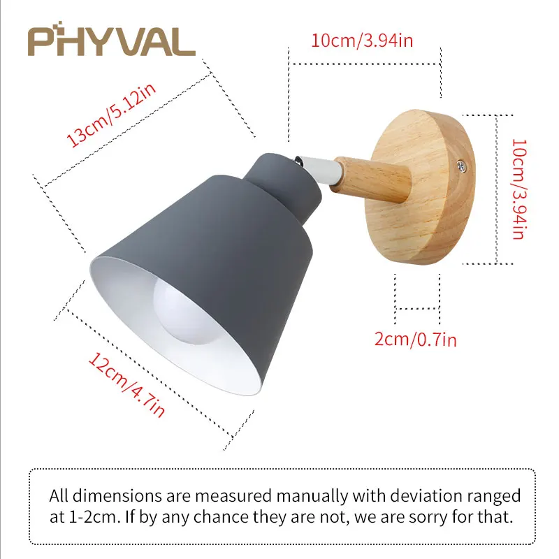 Настенные светильники 10 см деревянная база 12 см алюминиевый легкий абажур вверх и вниз Регулировка рулевой головки E27 безопасный держатель лампы