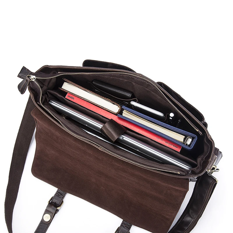 WESTAL men's handbag leather laptop bag men genuine leather vintage desinger luxury brand bag for men porte document handbag 894