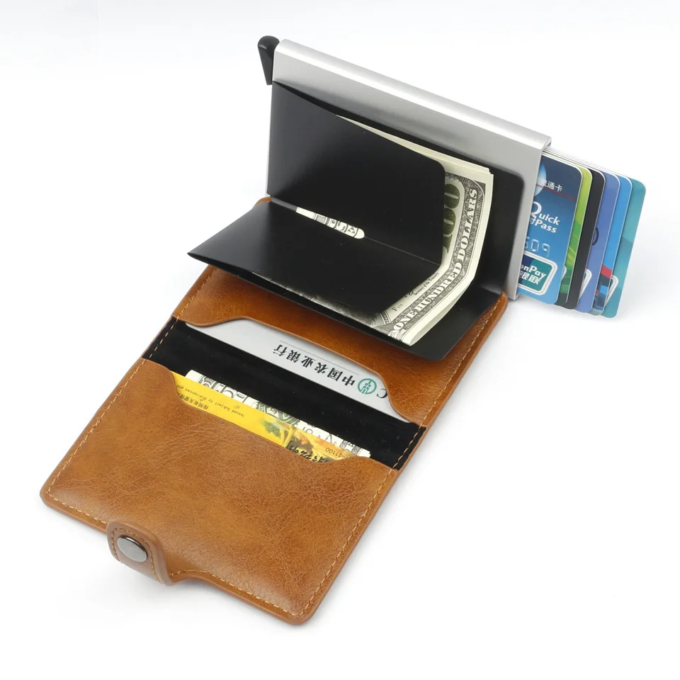 Новая мода Анти RFID Блокировка Мужская Кредитная карта держатель маленький кошелек, кожаный ID Чехол для банковских карт металлическая защита кошелек для женщин