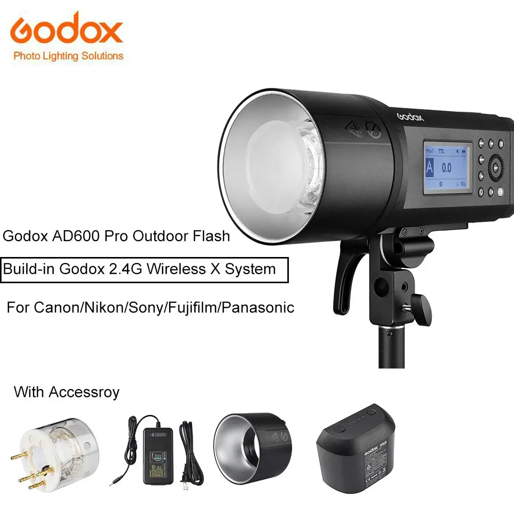 

In stock Godox AD600Pro 600w 1/8000S HSS TTL Function Two Power Supply With Lithium Battery Build-in X System For Canon Fuji