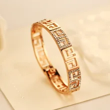 CNANIYA-pulsera De Oro rosa con cristales para Mujer, brazalete, pulsera De Oro rosa, Dorado