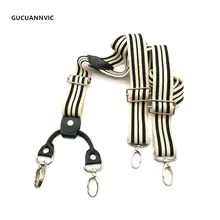 Модные три-полосатый молочно-белый длинный ремень Для мужчин wo Для мужчин крючок подтяжки с пряжками с 3 или 4 крюк пряжки декоративные протезы